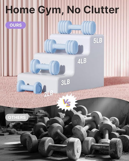 YOTTOY Adjustable Dumbbell Set of 2, 4-in-1 Hand Weights for Women at Home, Compact Free Weights