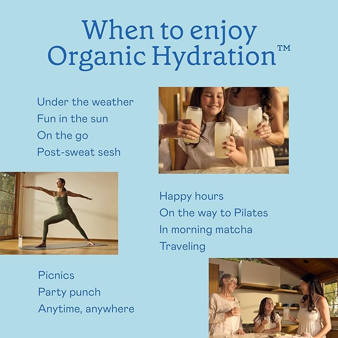 GOODONYA Organic Hydration Electrolyte Drink Mix, Certified Organic Hydration Powder, Non-GMO