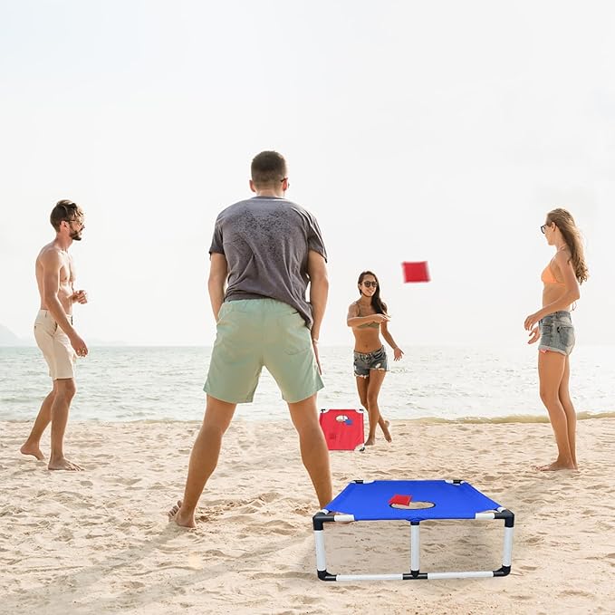 Portable PVC Framed Cornhole Game Set with 2 Collapsible Cornhole Boards, 8 Bean Bags and Carrying