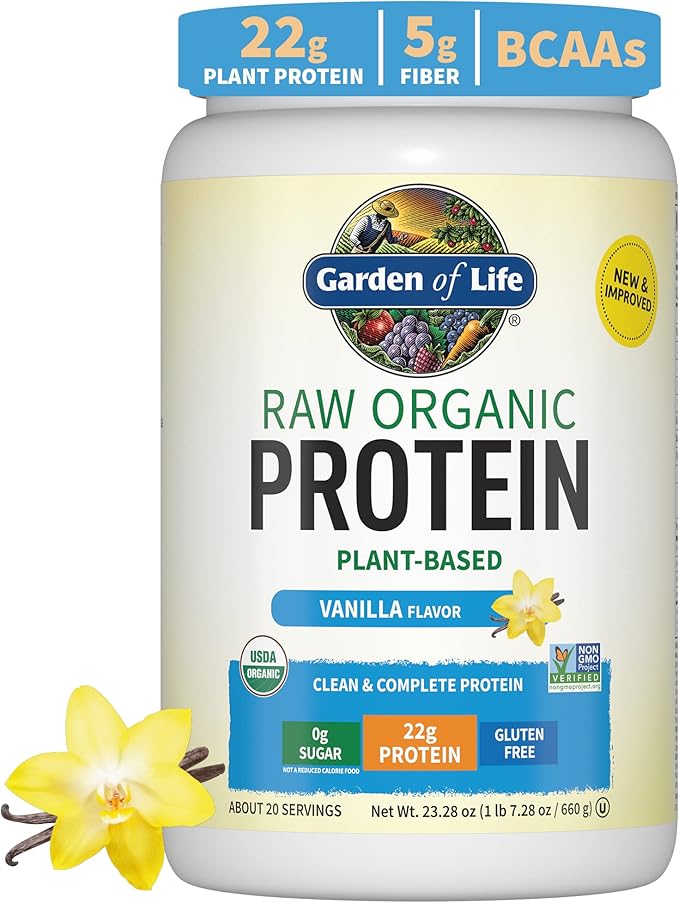 Garden of Life Protein Powder, Vegan Protein Powder, BCAA, Probiotics & Digestive Enzymes, Gluten &