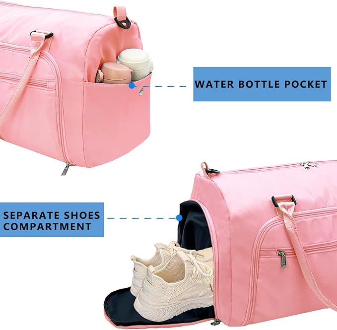 woogwin Gym Bag for Men & Women with Shoes & Wet Compartment Waterproof Duffle Bag for Travel