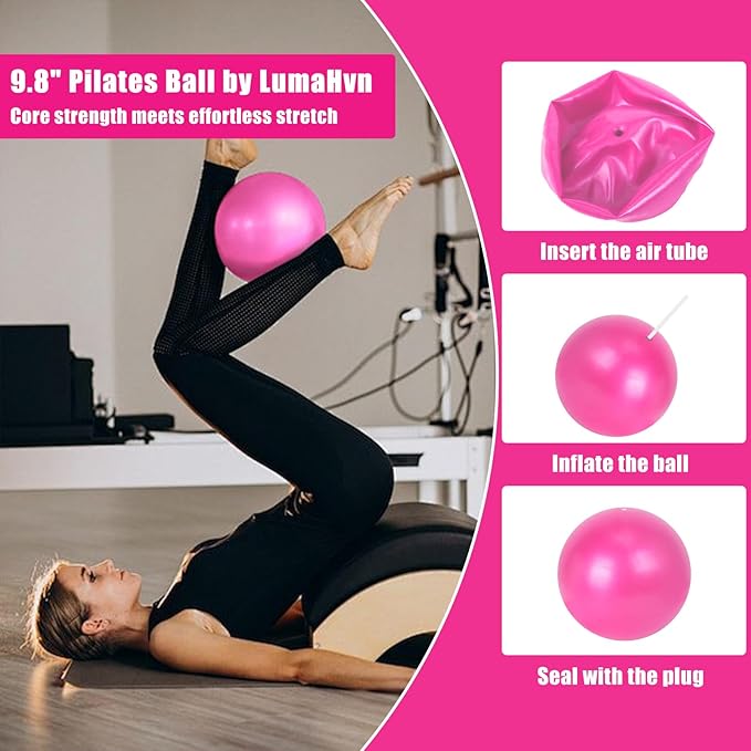 pilates essentials kit for home workouts, pink pilates equipment set with pilates Rings, yoga ball