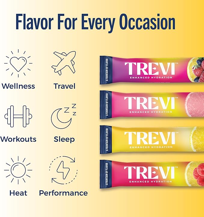 TREVI™ Sugar Free Electrolytes - Drink Mix Hydration Powder Packets - 28 Count - Lemonade Variety