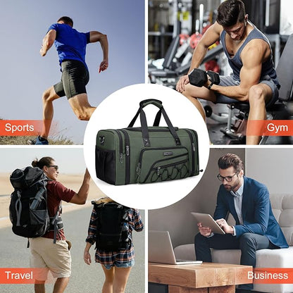 WITZMAN Duffle Bag for Men Nylon Large Gym Weekender Bag with Shoe Compartment Expandable Carry on
