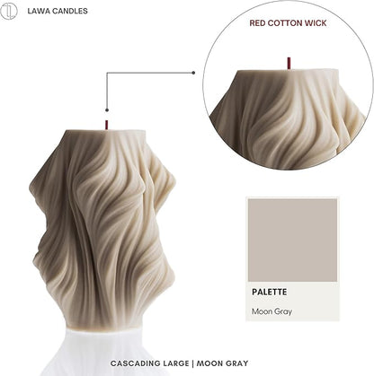LAWA Cascading Wave Candle - Large Beautiful Handmade Pillar Scented Soy Wax Elegant Bubble