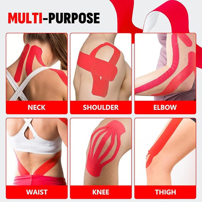 60PCS Precut Kinesiology Tape Strips, 2 inch x 10 inch Athletic Tape, Kinetic Tape, Elastic Muscle