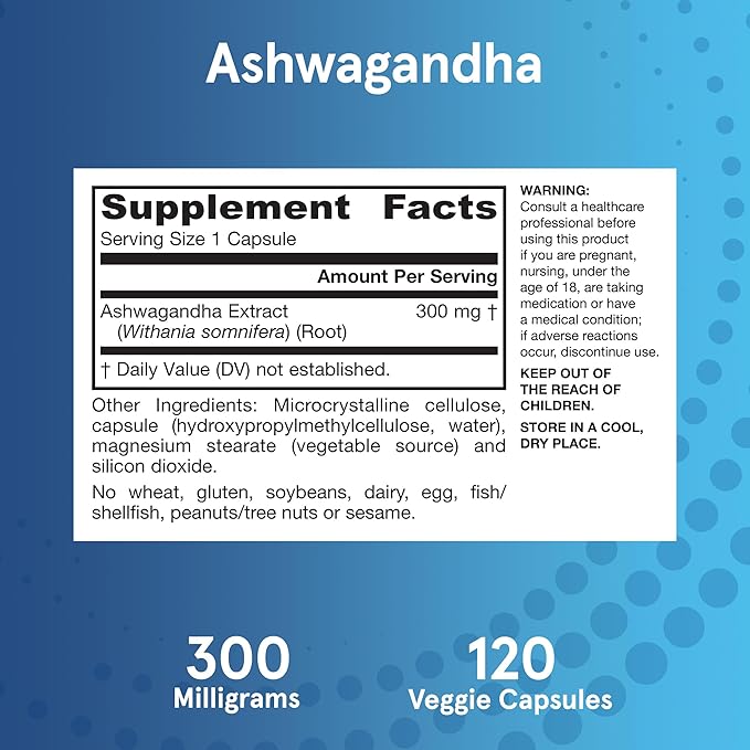Jarrow Formulas® Ashwagandha Capsules, 300 mg Supplement Supports Normalized Resistance to Mental