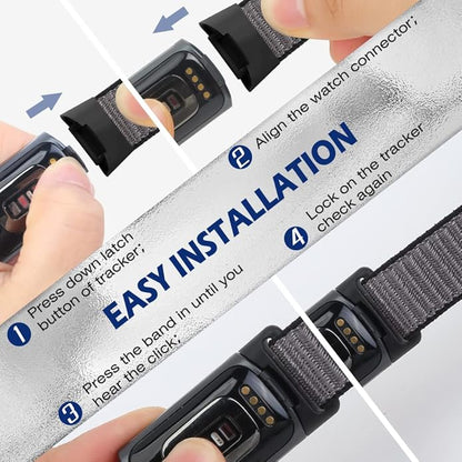 Sport Loop Nylon Watch Bands Compatible with Fitbit Charge 6/5, Adjustable Breathable Replacement