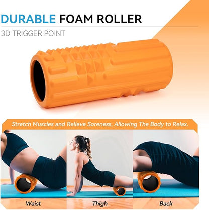 5 in 1 Foam Roller Set, High Density Fitness Exercise Foam Roller for Deep Tissue Muscle Massage