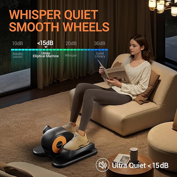 Under Desk Elliptical Machine, Ellipse Leg Exerciser for Seniors, Quiet & Portable Electric Seated