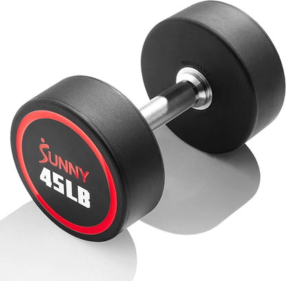 Sunny Health & Fitness Premium Polyurethane Commercial Grade Round Dumbbells with Diamond Knurled