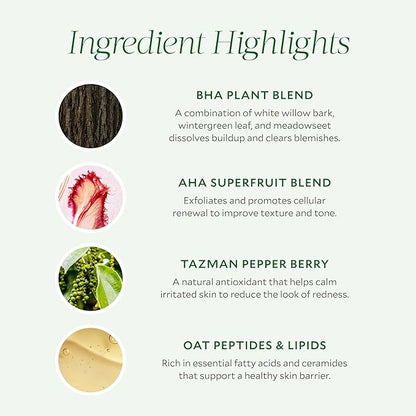 Tata Harper Clarifying Mask, BHA Face Mask for Blemishes, Exfoliating Face Mask with AHA's, Natural