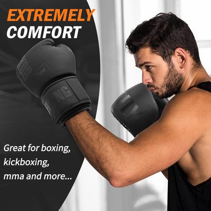 FIVING Boxing Gloves for Men and Women (Black,12oz)
