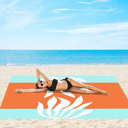 Beach Blanket Waterproof Sandproof, 78”x 86” Outdoor Beach Mat for 1-4 Adults, Quick Drying