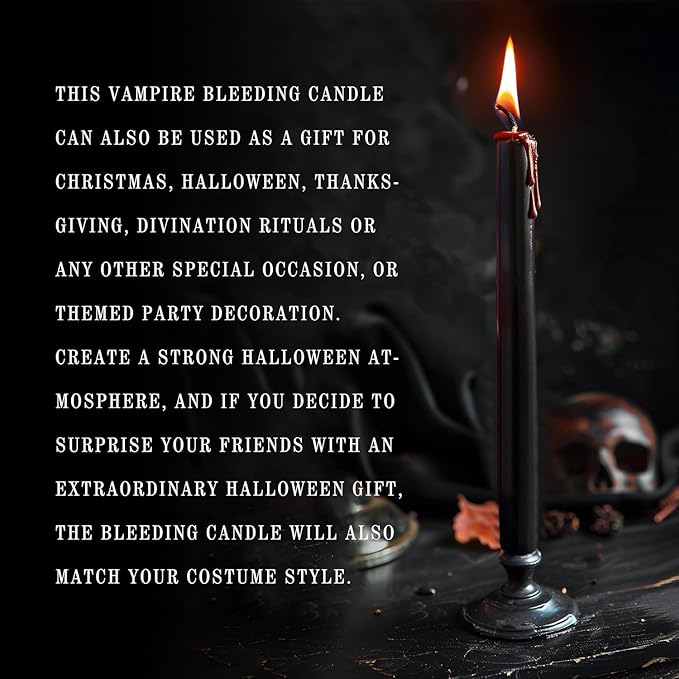 12PCS 10-Inch Black Bleeding Taper Candles,Vampire Tears Taper Candles- Unscented Ideal for