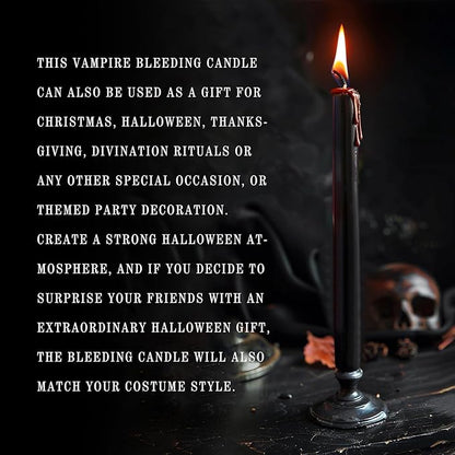 12PCS 10-Inch Black Bleeding Taper Candles,Vampire Tears Taper Candles- Unscented Ideal for