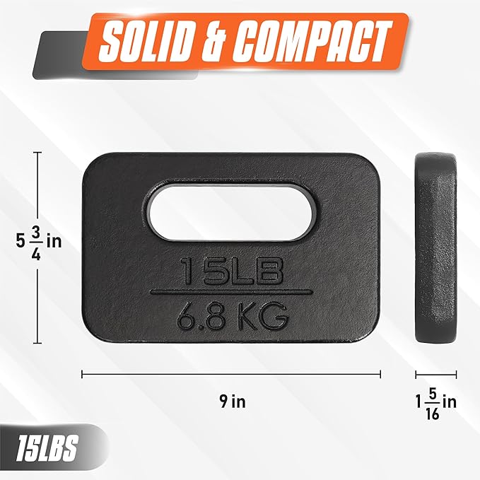Yes4All Ruck Weight Plate, Cast Iron Rucking Plates with Wide Grip for Swings, Squat, Strength