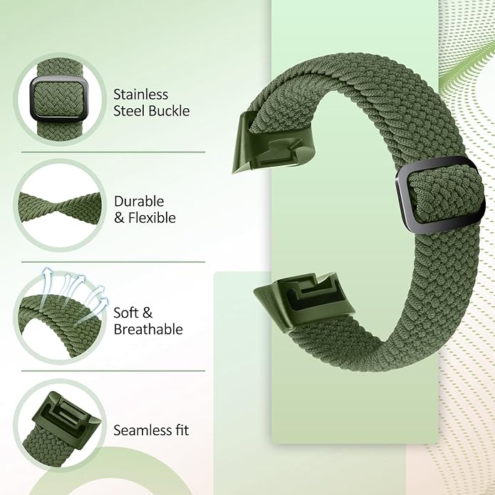 Elastic Braided Bands Compatible with Fitbit Charge 5/Fitbit Charge 6 for Women Men, Breathable