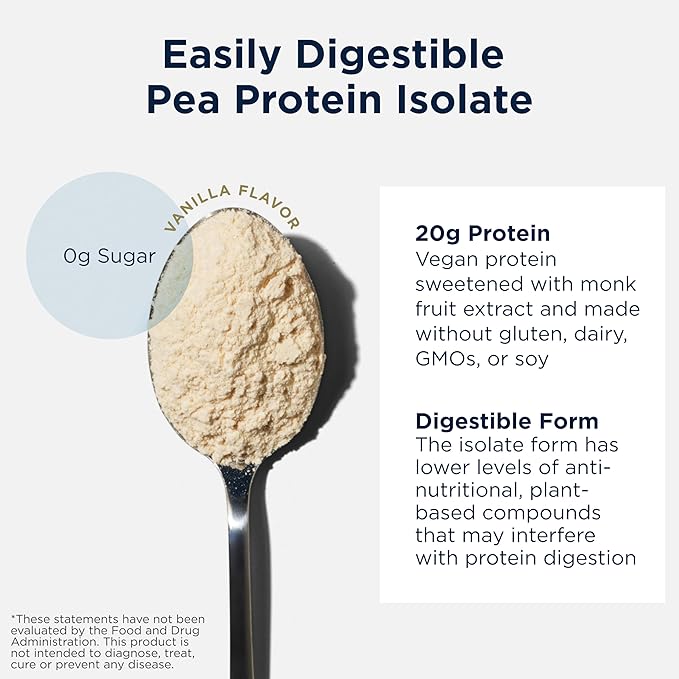 Designs for Health PurePea - 20g Vegan Pea Protein, Non-GMO Natural Drink Mix Powder Supplement