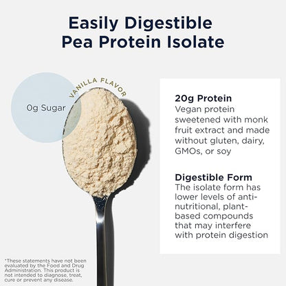 Designs for Health PurePea - 20g Vegan Pea Protein, Non-GMO Natural Drink Mix Powder Supplement