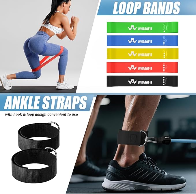 WHATAFIT Resistance Bands, Exercise Bands，Resistance Bands for Working Out, Work Out Bands with
