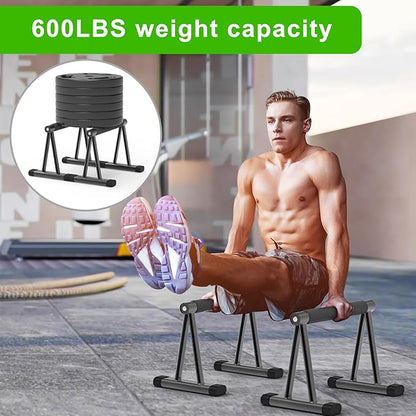 Dolibest Push Up Bar, 12'' High Parallettes Bars with 8 Rubber Feet & Comfortable Handle, Dip Bars