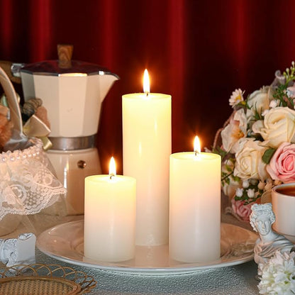 MTLEE 36 Pcs Pillar Candles Bulk Unscented Candle Set 38 Hour Long Burning Dripless for Dinner