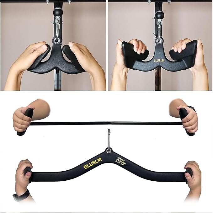 LAT Pull Down Bar for Cable Machine, LAT Pulldown Attachments T Bar V Bar Cable Attachment, Back