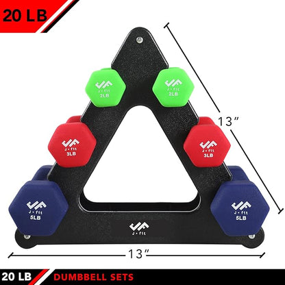JFIT Dumbbell Pairs or Sets – Neoprene & Vinyl Coated Hand Weights for Home Gym, Strength Training