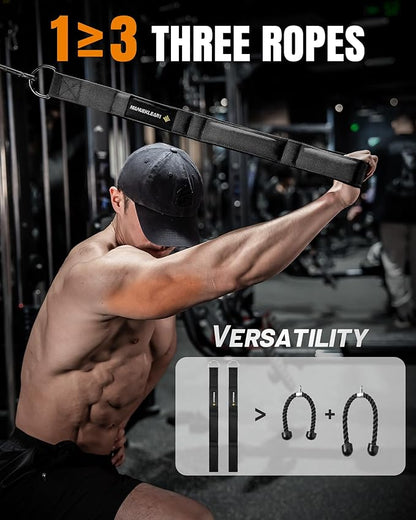 MANUEKLEAR Tricep Rope Cable Attachment Handles, Greater Range of Motion, Tricep Pull Down Rope for