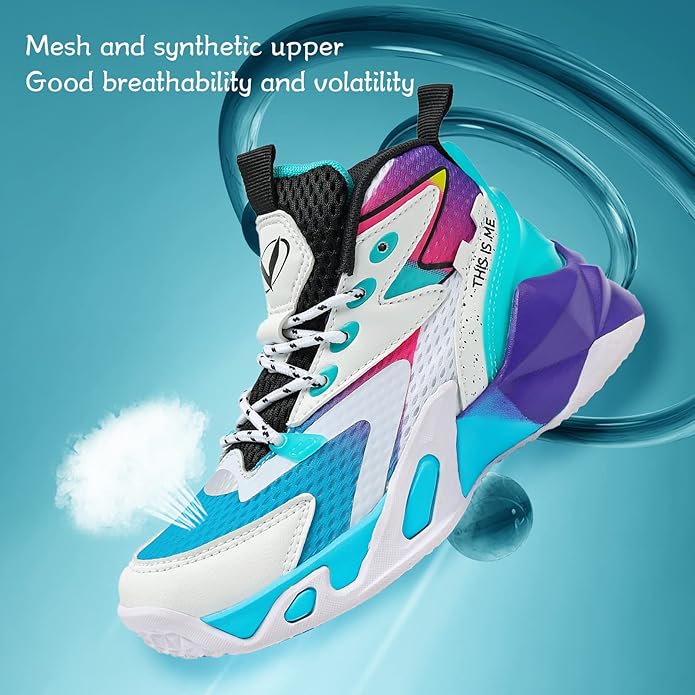 VITUOFLY Kids Basketball Shoes Boys Air Cushion Sneakers Girls Mid Top School Hoops Shoes Non-Slip