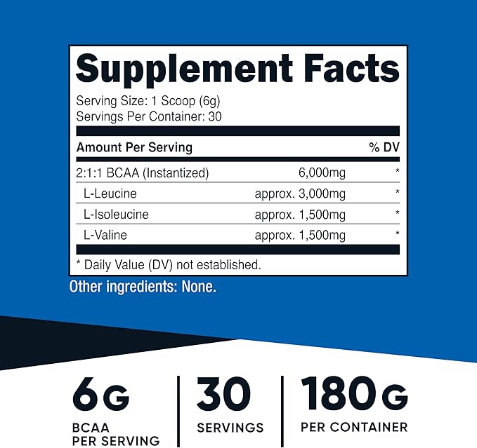 Nutricost BCAA Powder (Unflavored, 30 Servings) - Vegetarian, Non-GMO, Gluten Free, Optimal 2:1:1