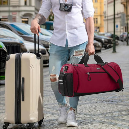 TOPDesign Gym Bag for Women & Men, Unisex Duffel Bag with Shoe Compartment & Wet Pocket for Travel