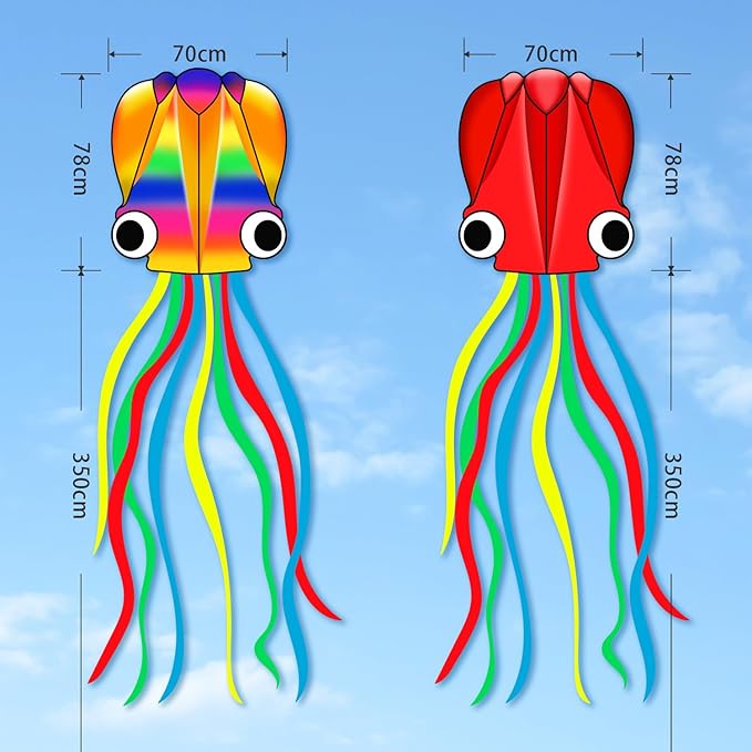 Large Octopus Kites for Kids & Adults,Big Kite for Beginners, Kites for Kids Ages 4-8,Outdoors