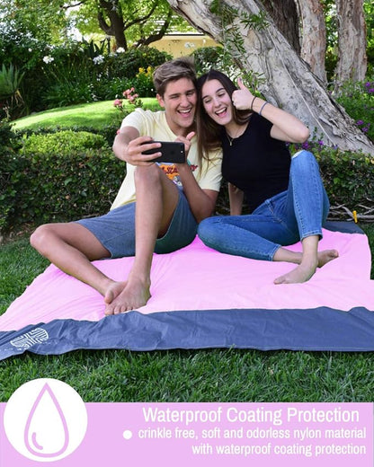 ECCOSOPHY Sand Proof Beach Blanket - 100% Waterproof Picnic Blanket 60x55 - Outdoor Compact Pocket