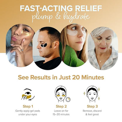 ToGoSpa Golden EYES, Dark Circle Warrior | Premium Clean Anti-Aging Gel Pads with Collagen