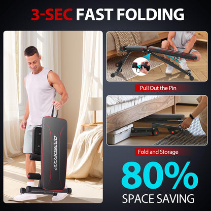 OPPSDECOR Weight Bench for Home Gym, ASTM-Certified 660LBS Fast Foldable Workout Bench for Home