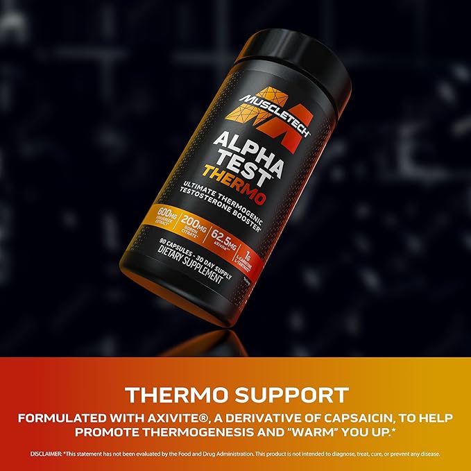 MuscleTech Thermogenic Testosterone Booster for Men, AlphaTest Thermo - T-Boost Mens Supplement