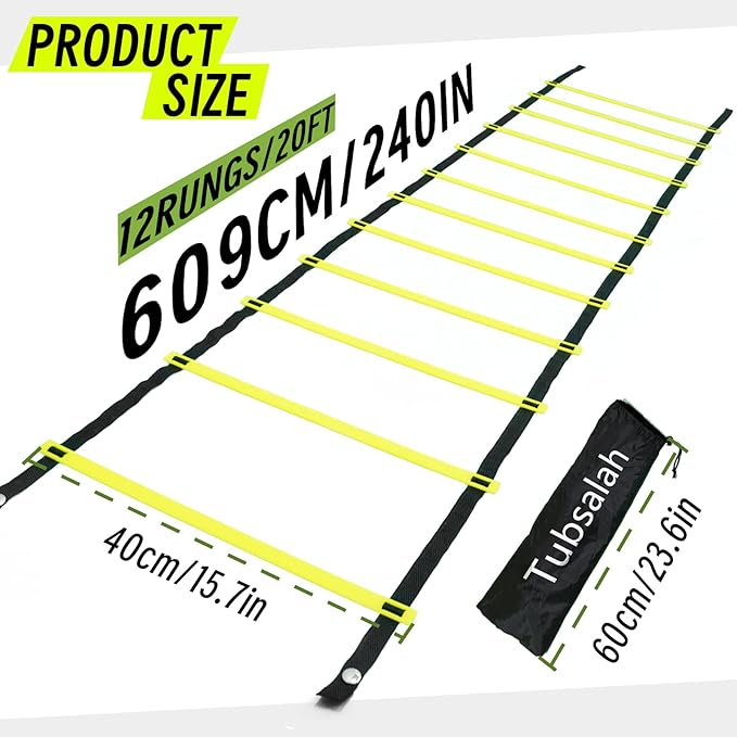 20ft Adjustable Agility Ladder with Carry Bag – Football Training Equipment & Speed Ladder for