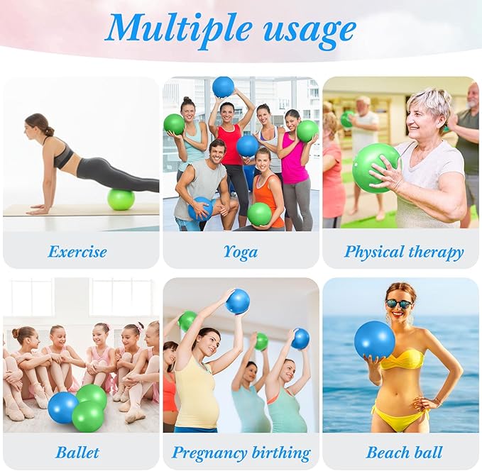 Aoriher 10 Pieces 9 Inch Exercise Pilates Ball Yoga Therapy Core Ball for Yoga Stability Barre