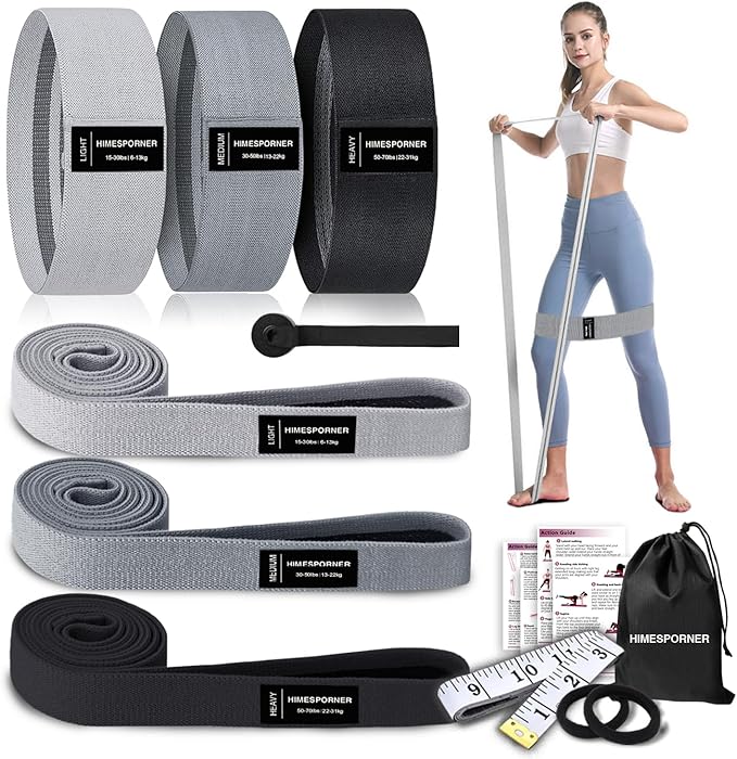 9 PCS Fabric Resistance Bands Set for Working Out, Non-Slip Exercise Booty Bands for Women & Men