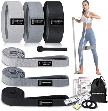 9 PCS Fabric Resistance Bands Set for Working Out, Non-Slip Exercise Booty Bands for Women & Men