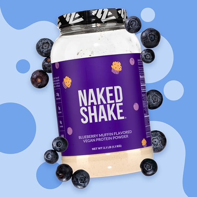 Naked Shake - Blueberry Muffin Protein Powder - Flavored Plant Based Protein from US & Canadian