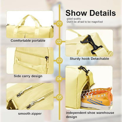 ZGWJ Sports Gym Bag with Wet Pocket & Shoes Compartment, Waterproof Shoulder Weekender Bag for