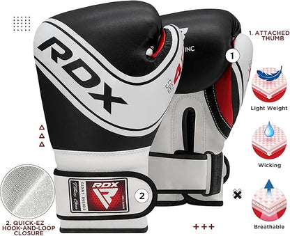 RDX Kids Boxing Gloves, 6oz 4oz Junior Training Mitts, Maya Hide Leather Ventilated Palm, Muay Thai