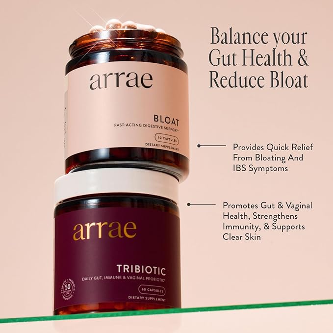Arrae Fast-Acting Bloating Relief Digestive Enzymes, All Natural Bloat, Gas & Indigestion Relief