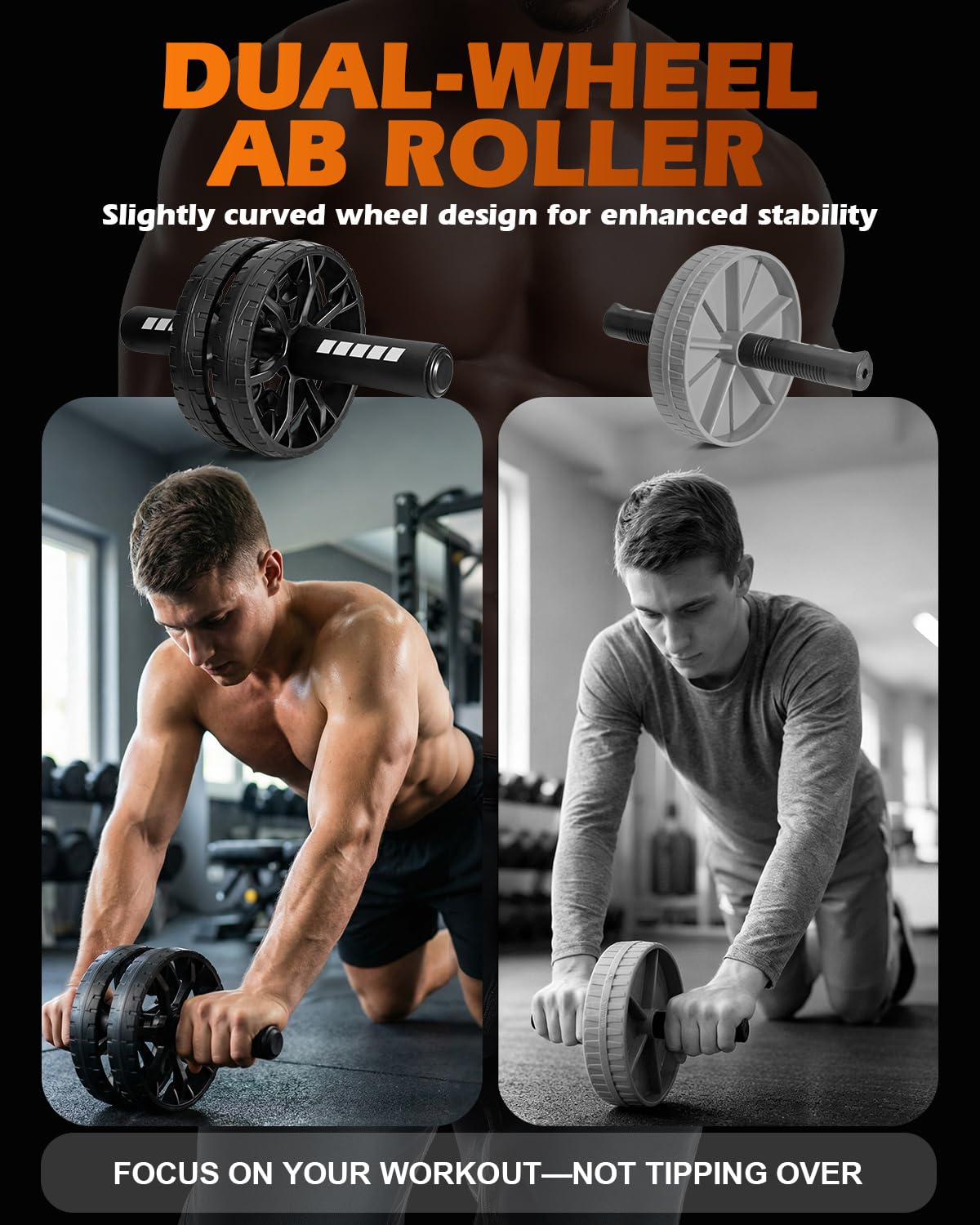 Citufuol Upgraded Ab Roller Wheel, Abdominal Core Workout Equipment for Home Gym with Knee Pad