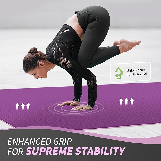 CAMBIVO Large Yoga Mat (6'x 4'), Extra Wide Workout Mat for Men and Women, Yoga Mat Thick 1/3 &1/4