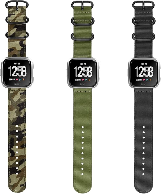FINTIE Bands Compatible with Fitbit Versa 2/1 / Lite Edition, Soft Nylon Replacement Strap