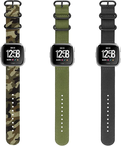 FINTIE Bands Compatible with Fitbit Versa 2/1 / Lite Edition, Soft Nylon Replacement Strap